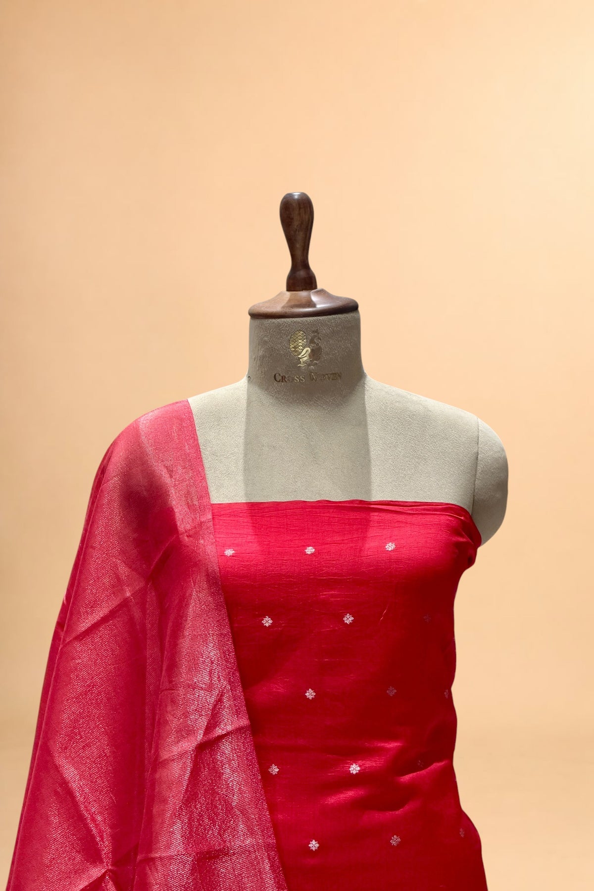 Red Pure Chiniya Silk Suit Set
