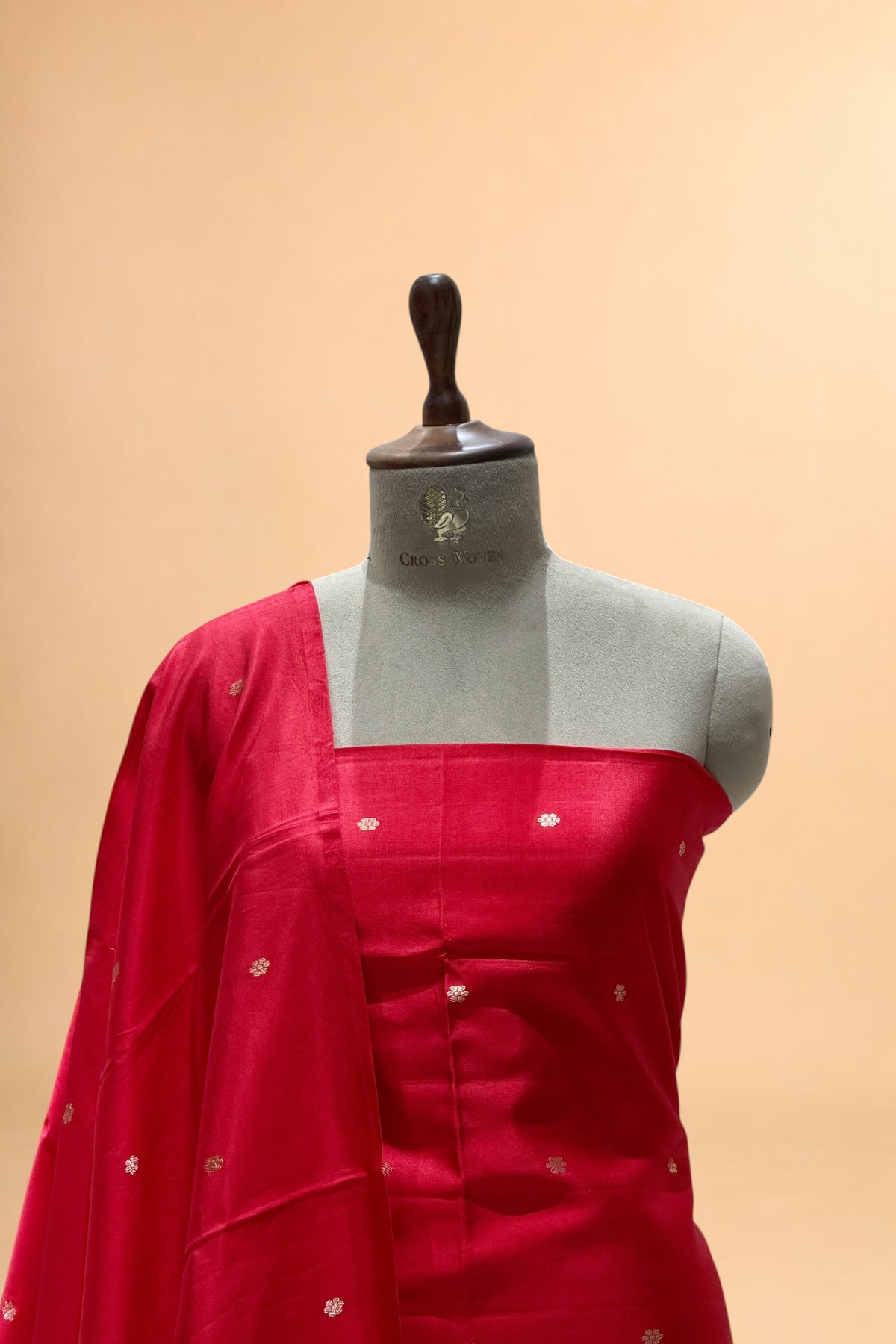 Red Pure Soft Silk Suit Set With Statement Bootas