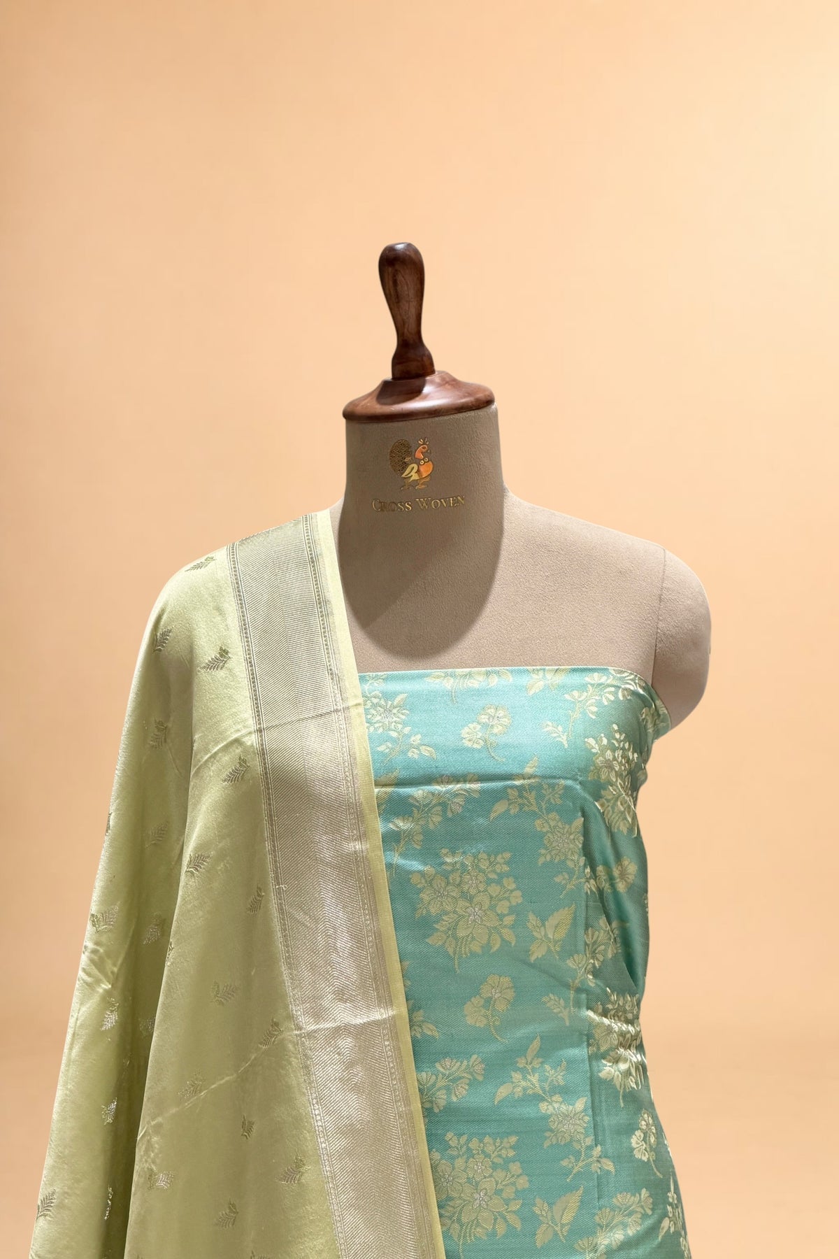 Sage Green Pure Tanchoi Silk Suit Set