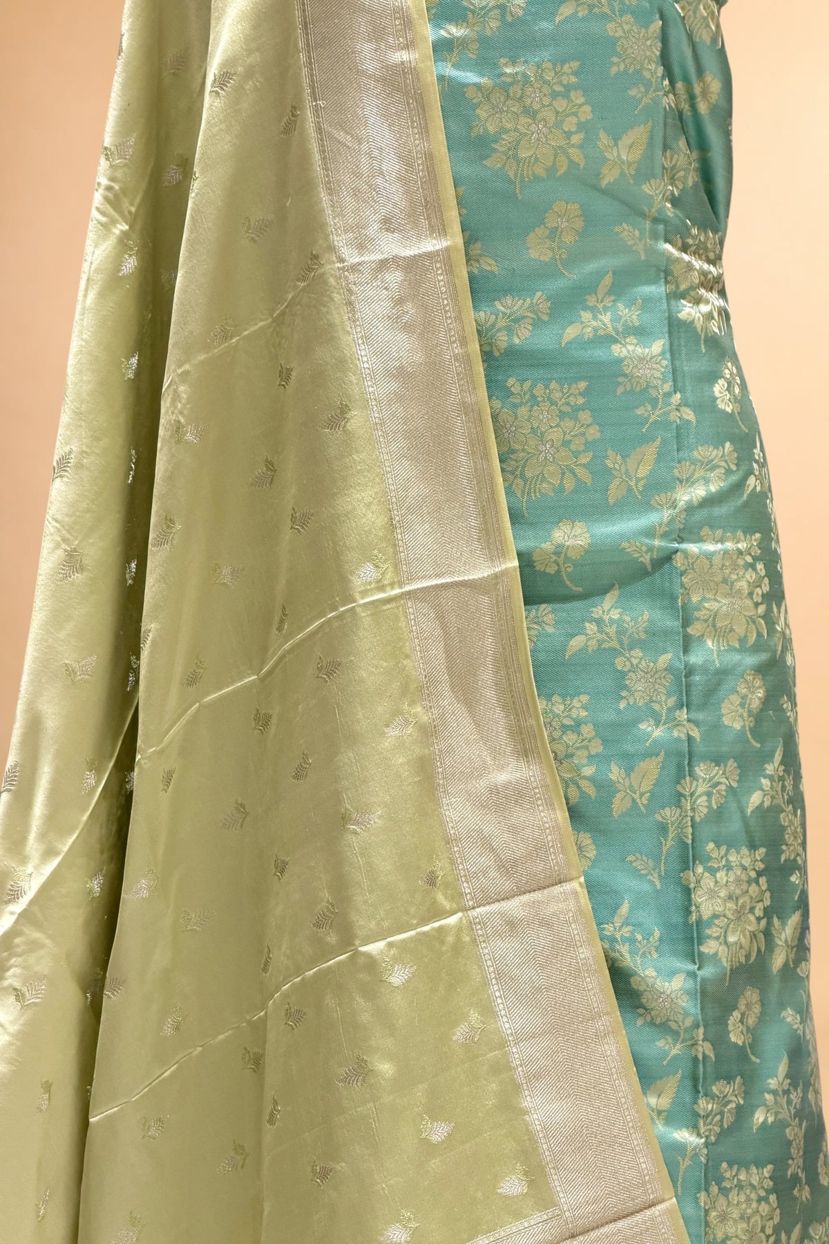 Sage Green Pure Tanchoi Silk Suit Set