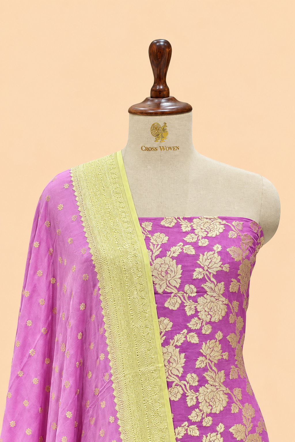 Mauve Purple Pure Georgette Suit Set with Contrast Border Dupatta