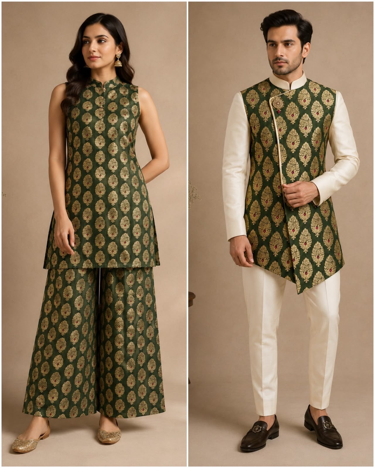 Bottle Green Soft Silk Fabric with Meenakari Floral Motifs