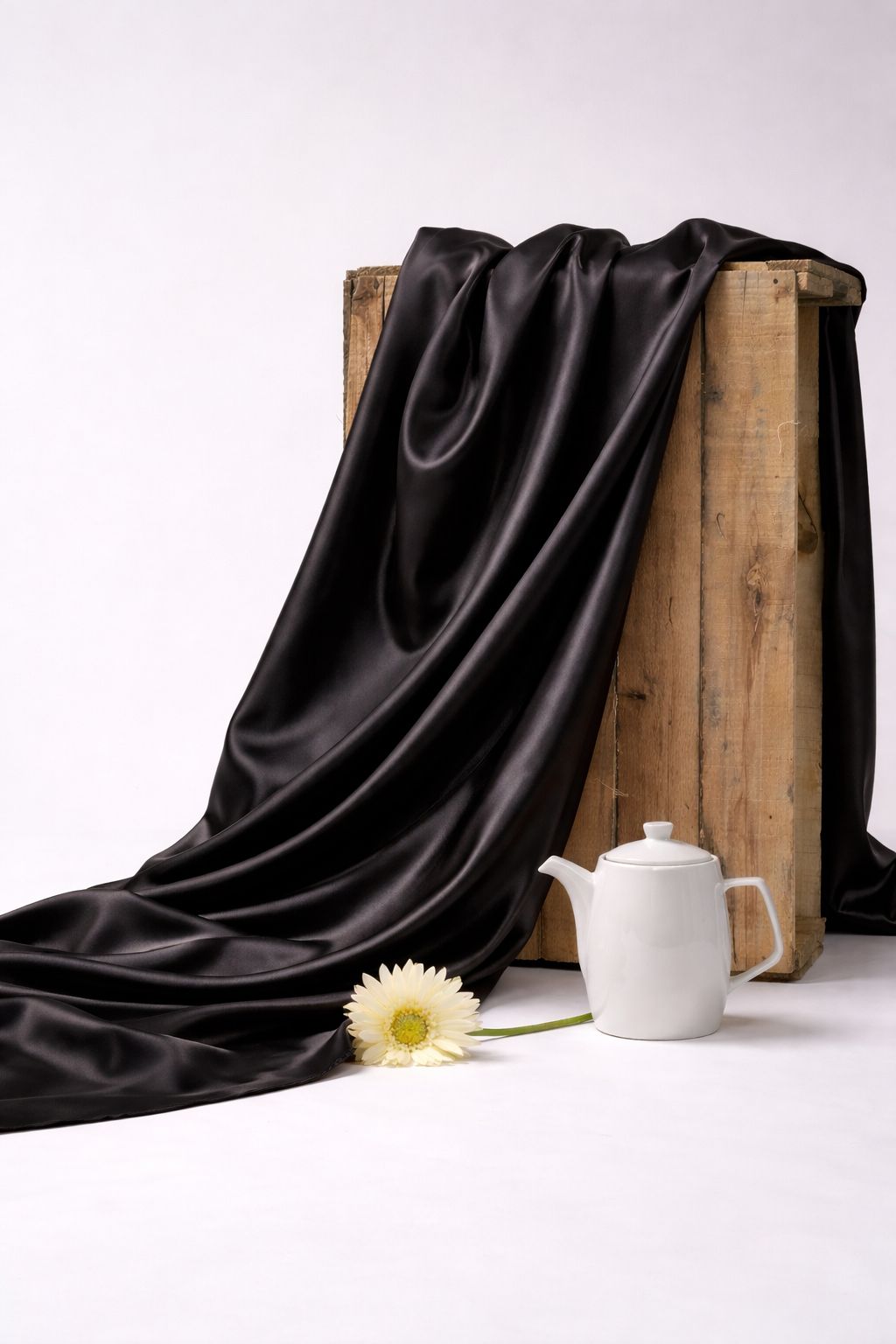 Black Plain Muslin Silk Fabric