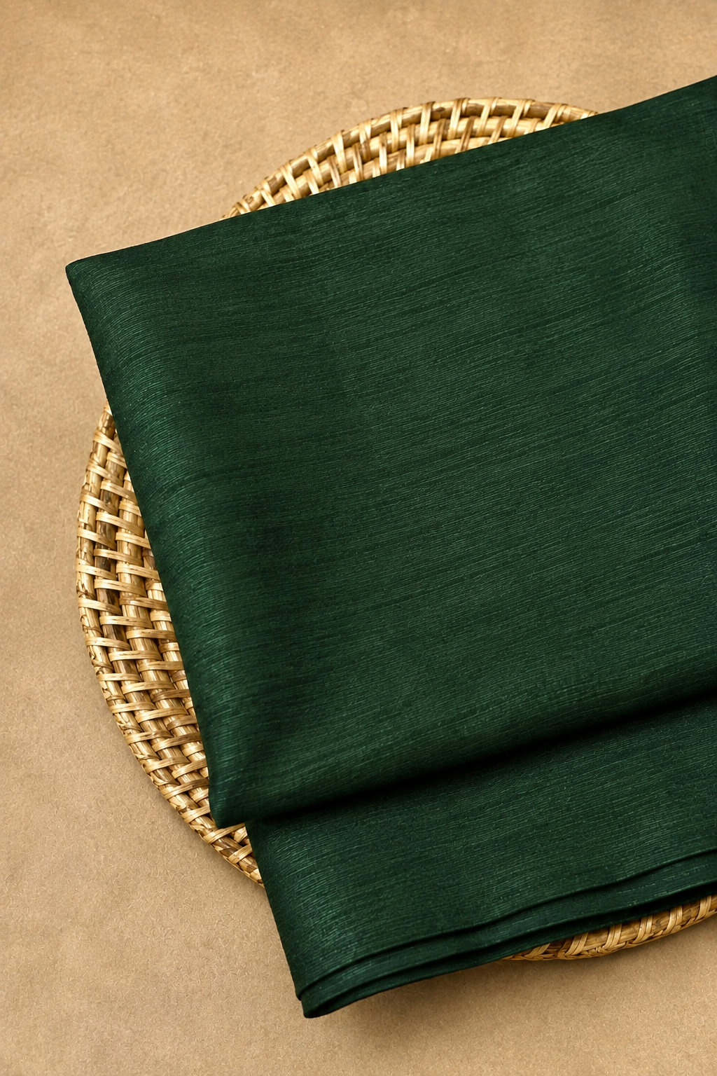 Emerald Green Raw Silk Fabric