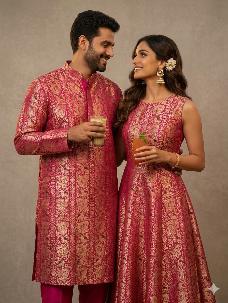Rani Pink Meenakari Brocade Katan Silk Handloom Fabric