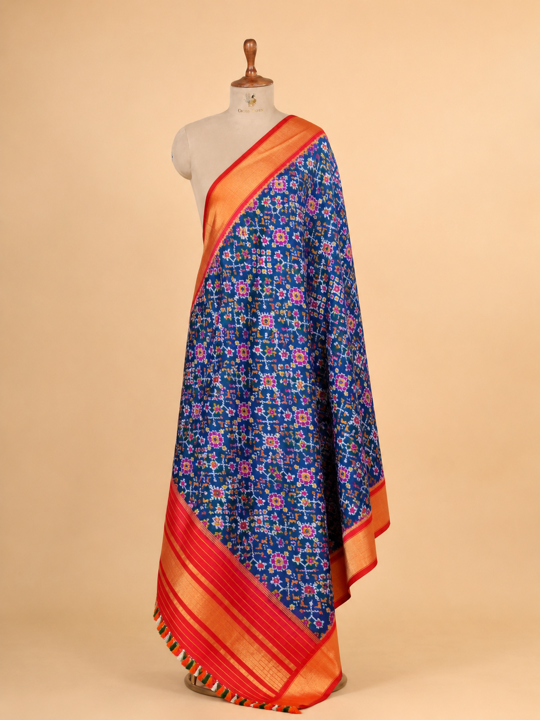 Blue Banarasi Katan Silk Ikkat Dupatta