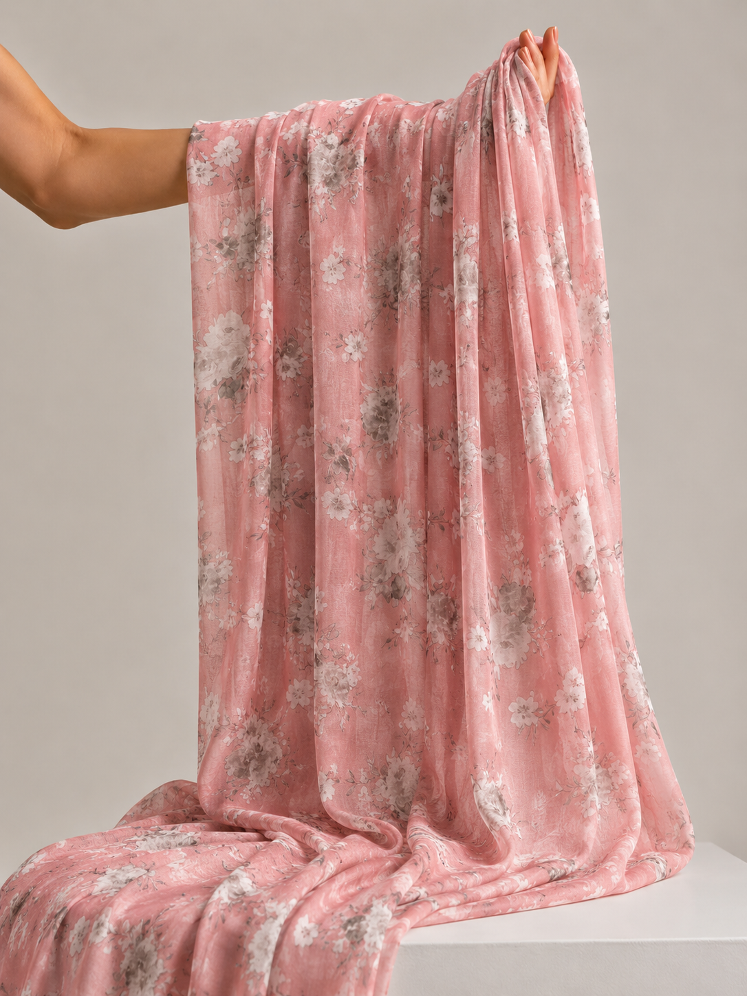 Rose Pink Printed Mul Fabric