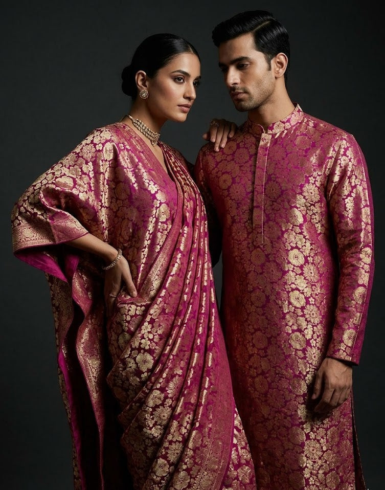 Magenta Purple Sona - Rupa Katan Silk Handloom Fabric