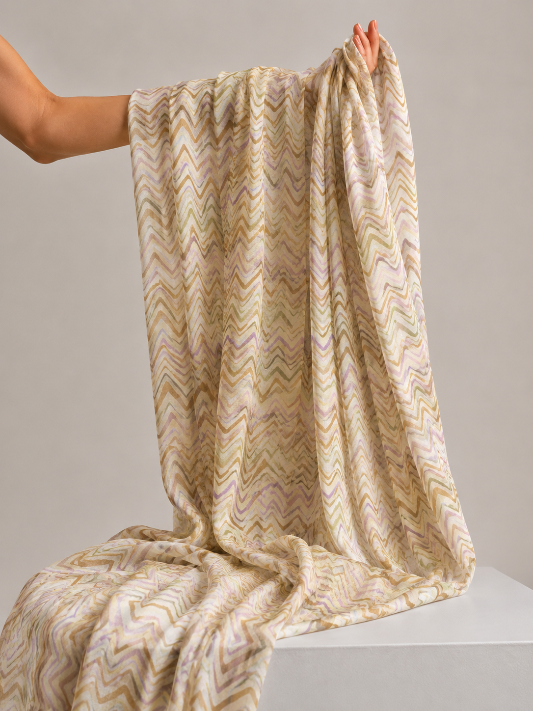 Pastel Wave Printed Mul Fabric