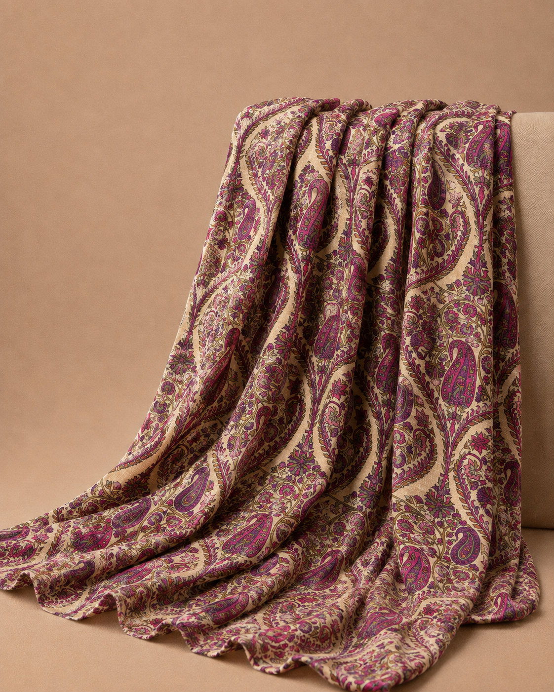 Ivory Tussar Kalamkari Printed Fabric