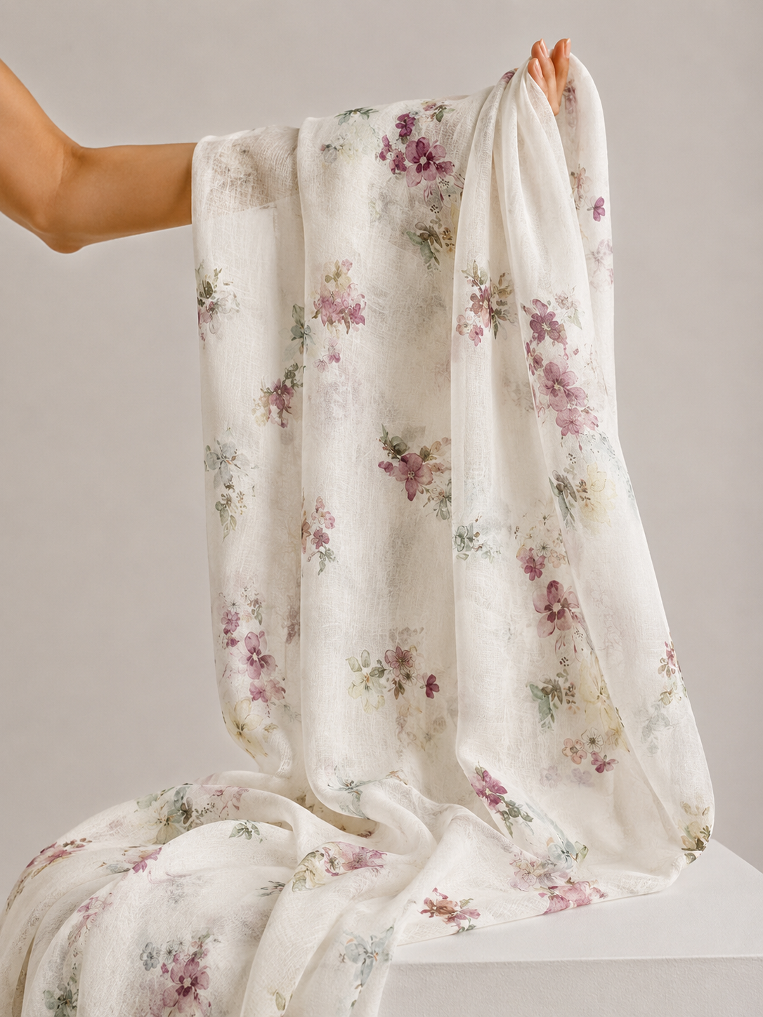 Ivory Floral Prints Fabric