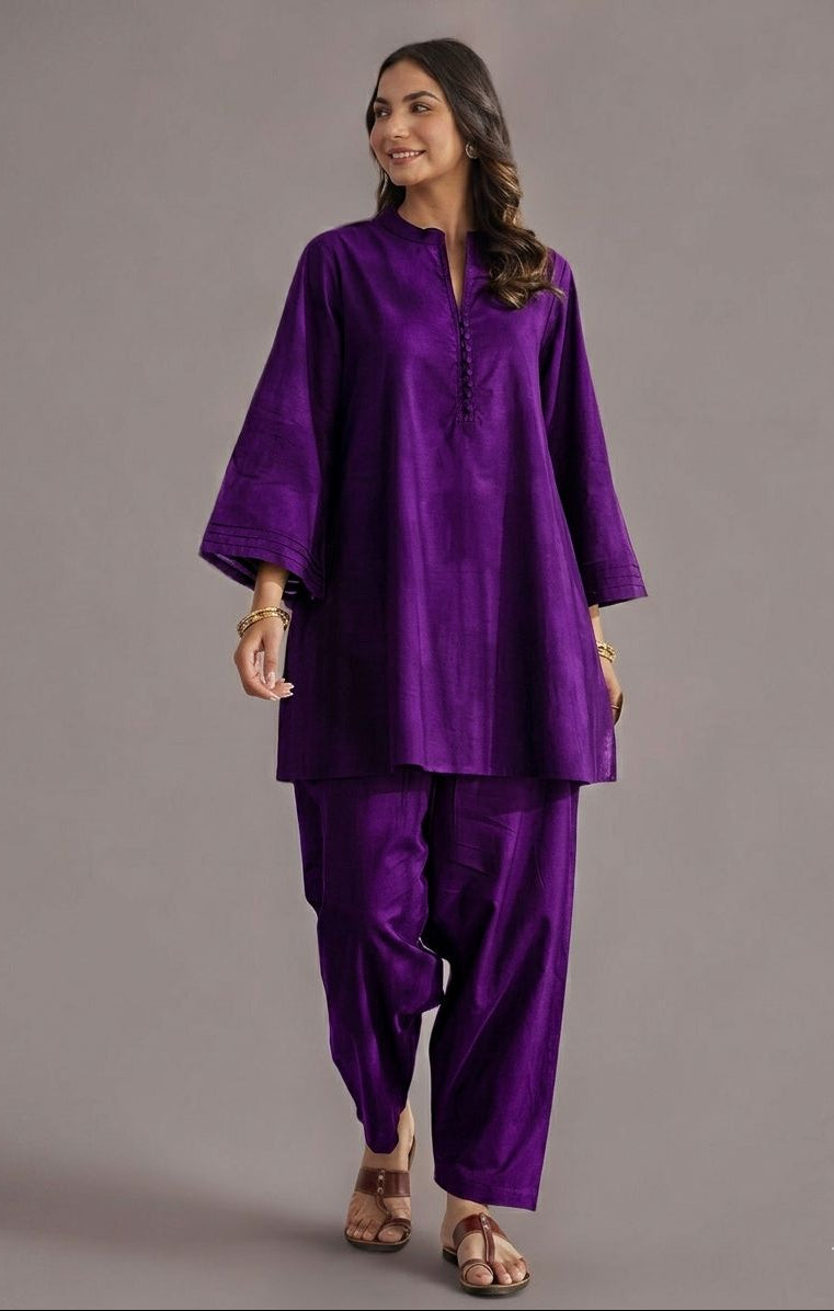 Deep Purple Plain Muslin Silk Fabric