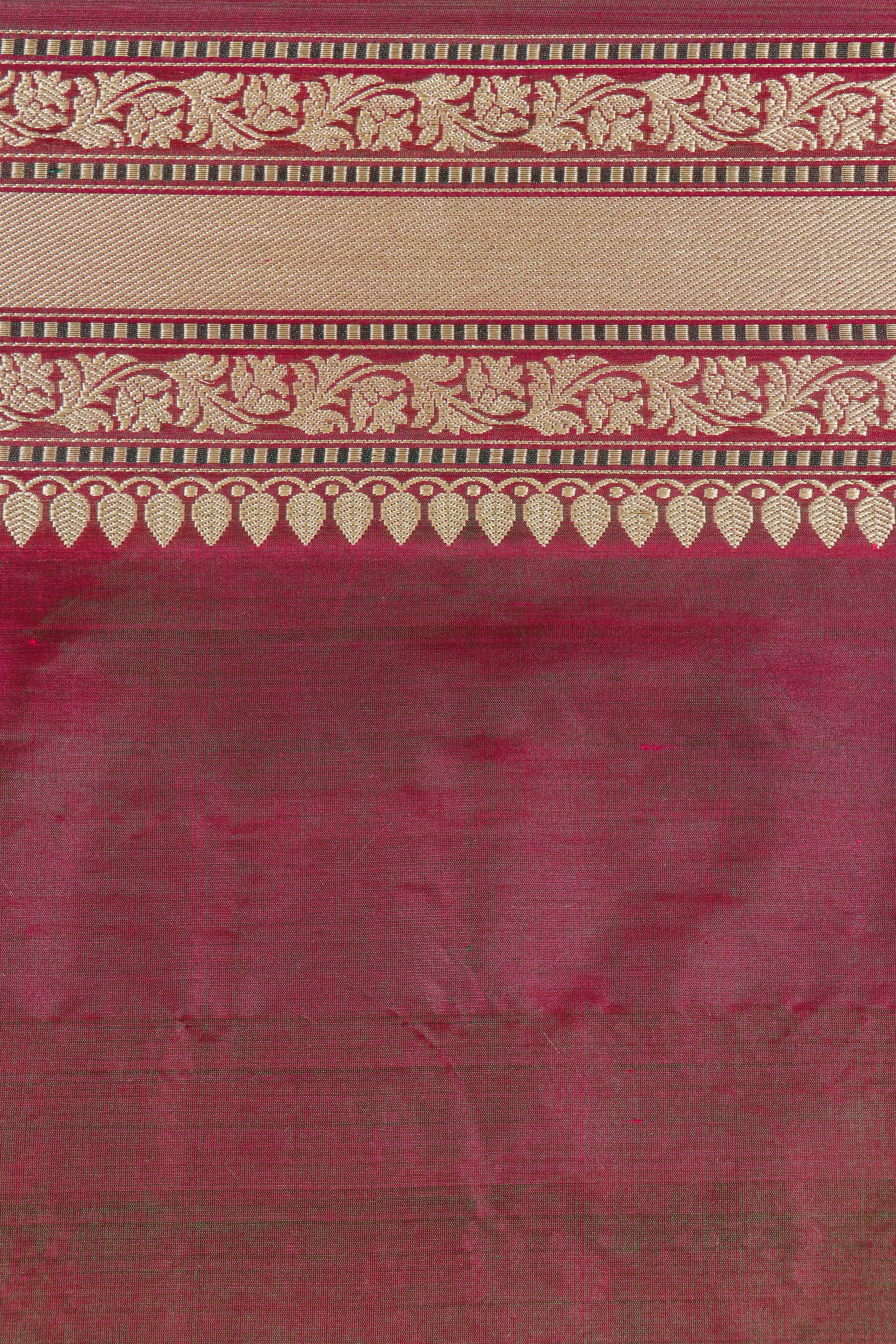 Dual-Tone Wine Pure Katan Silk Banarasi Handloom Saree